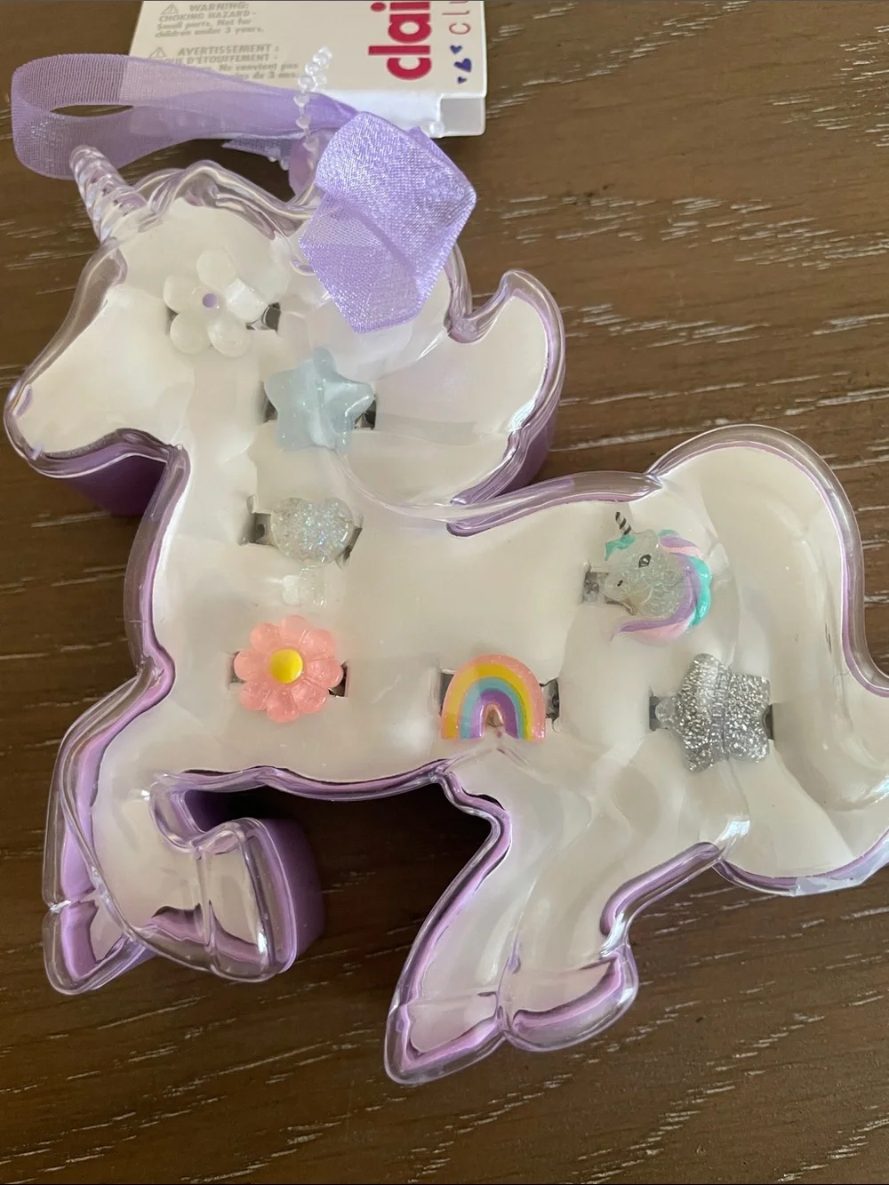 💖 Pick three $15 Claire’s items - Claire’s Purple and White Unicorn Ring set